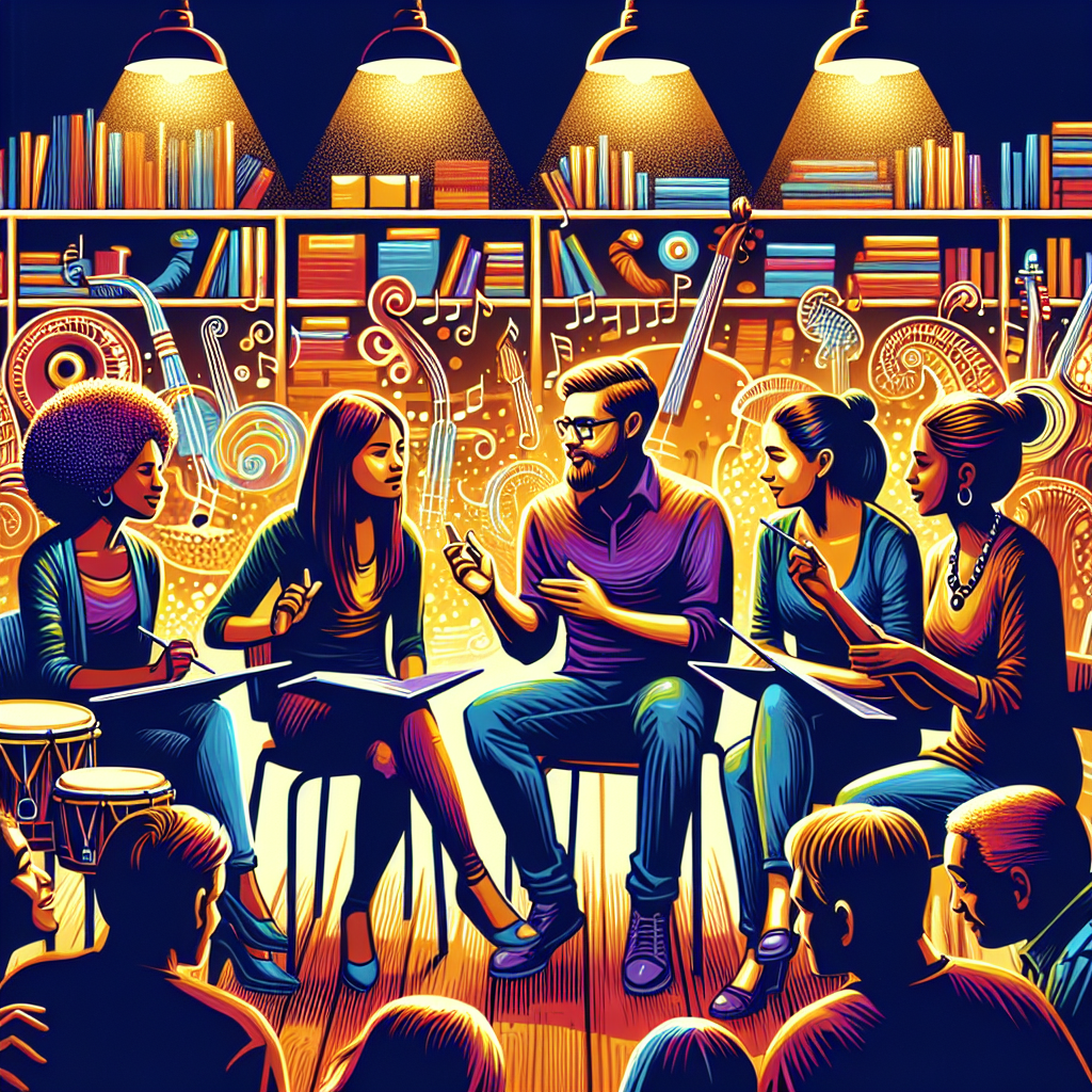 Music educators collaborating at a regional workshop